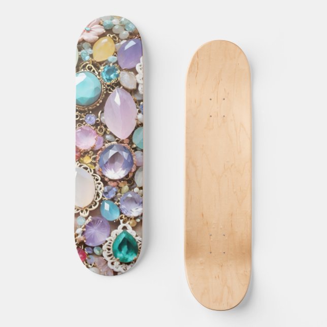 Pastel Gems And Jewels In Pinks & Purples Skateboard (Vorderseite)