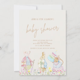 Pastel Gender Neutral Peter der Kaninchen Babydusc Einladung