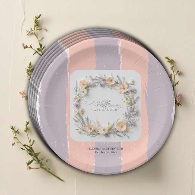 Pastel Gender Neutral Wildblume Babydusche Pappteller (Von Creator hochgeladen)