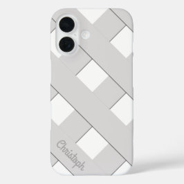 Pastel Geometric Crossing Gray Lines mit Namen iPhone 16 Hülle