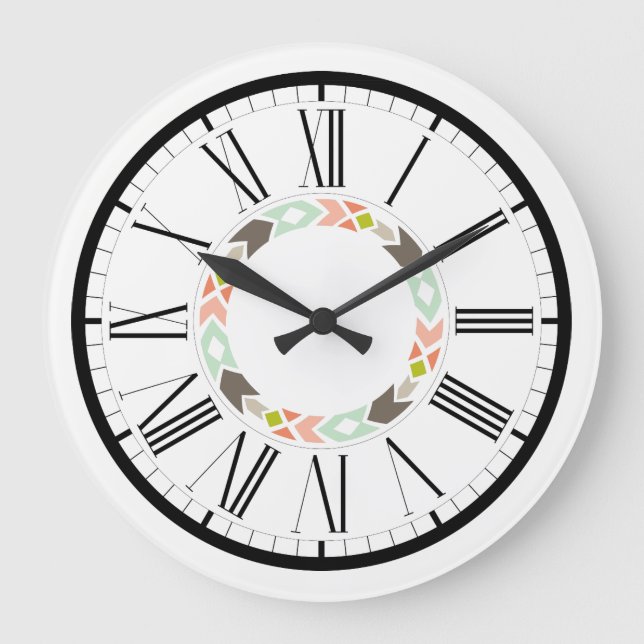 Pastel  Geometric Graphic Design Große Wanduhr (Vorderseite)
