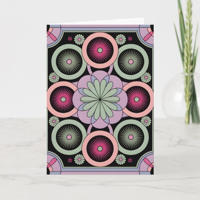 Pastel Geometric Mandala Bloom Karte (Vorderseite)