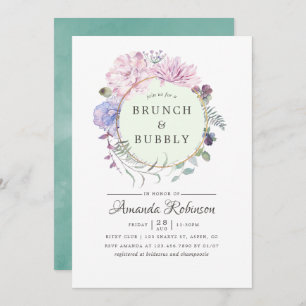 Pastel Geometric Peonies Blumenbrunch und Bubbly Einladung