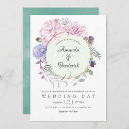 Pastel Geometric Peonies Floral Wedding Einladung