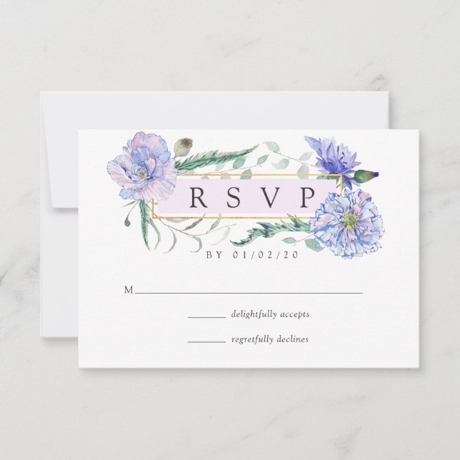Pastel Geometric Peonies Floral Wedding RSVP (Vorderseite)