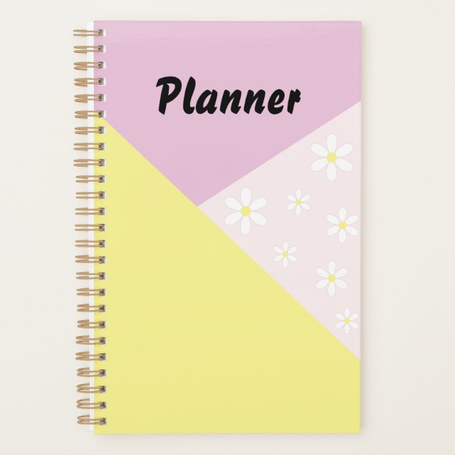 Pastel Geometric Planner with Daisy Flowers Planer (Vorderseite)