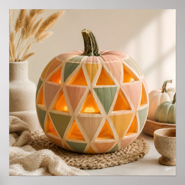 Pastel Geometric Pumpkin Poster (Vorne)
