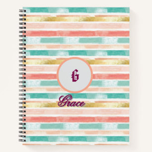 Pastel Geometric Seamless Muster Monogram Notizbuch