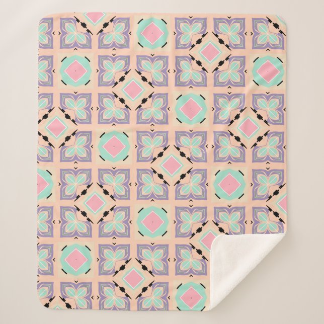 Pastel Geometric Tile Pattern | Pink Mint Purple  Sherpadecke (Vorderseite)