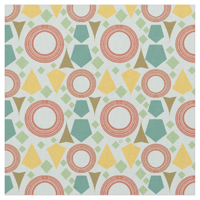 Pastel geometrisch Mitte des Jahrhunderts  Stoff (Nahaufnahme)