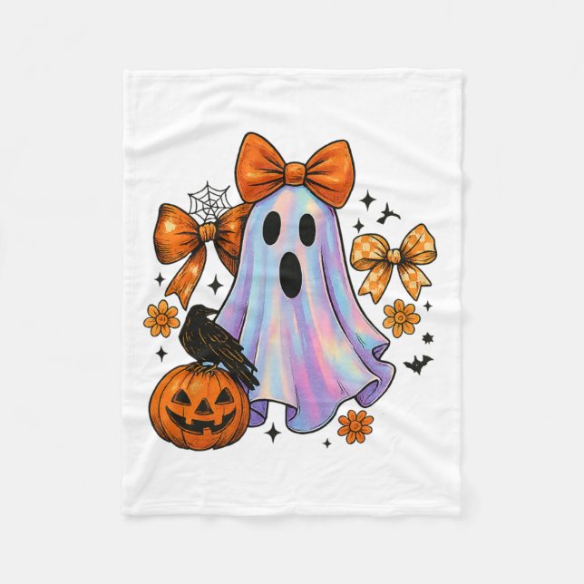 Pastel Ghost Halloween Pumpkin Ghost Coquette for Fleecedecke (Vorderseite)