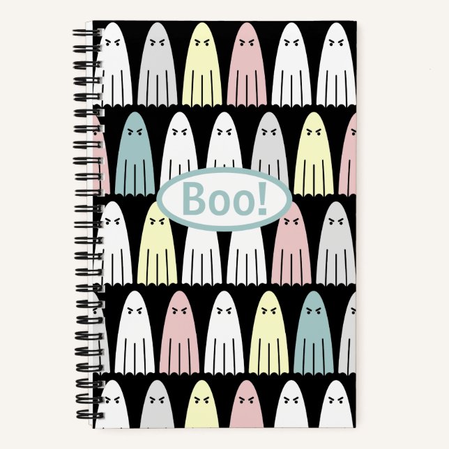 Pastel Ghosts Spooky Halloween Spiral-Notebook Notizbuch (Vorderseite)