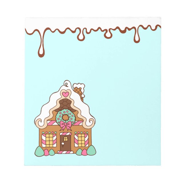 Pastel Gingerbread House Notepad Notizblock (Vorderseite)