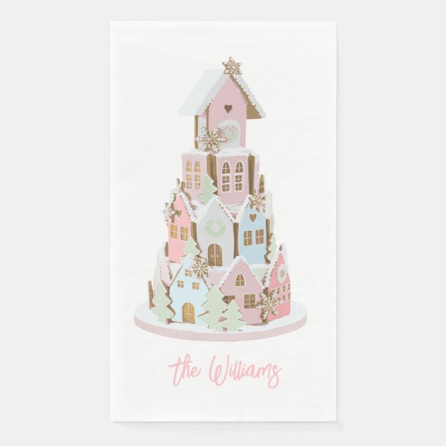 Pastel Gingerbread Sugar Castel Cake Serviette (Vorderseite)