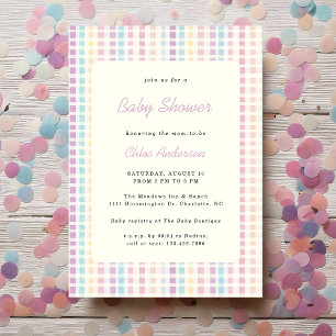 Pastel Gingham Gender Neutral Baby Shower Einladung