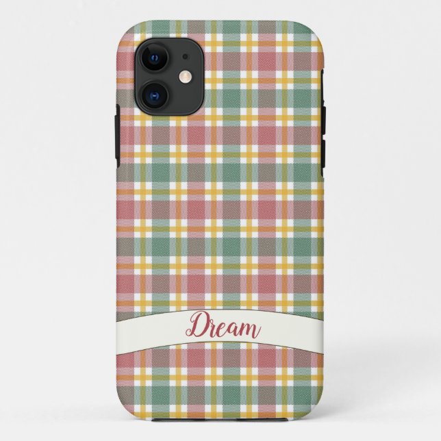 Pastel Gingham Gewebe iPhone Case (Rückseite)