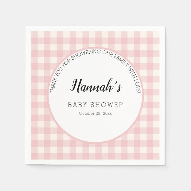 Pastel Gingham Napkins Baby Dusche Serviette (Vorderseite)