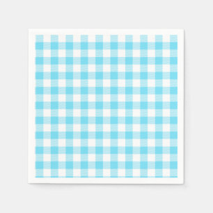 Pastel Gingham Napkins Blue Serviette