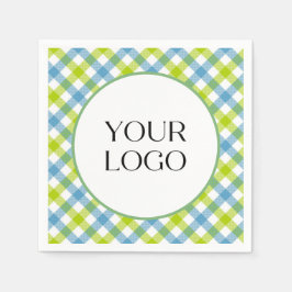 Pastel Gingham Napkins Ihr Logo hier blau grün Serviette