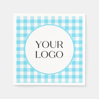 Pastel Gingham Napkins Ihr Logo hier blau Serviette