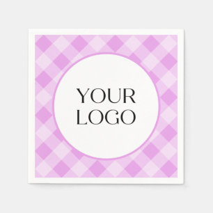 Pastel Gingham Napkins Ihr Logo hier Lila Serviette