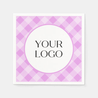 Pastel Gingham Napkins Ihr Logo hier Lila Serviette