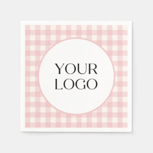 Pastel Gingham Napkins Ihr Logo hier Serviette