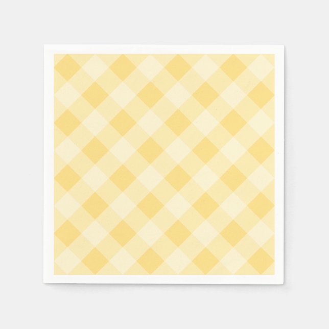Pastel Gingham Napkins Yellow Serviette (Vorderseite)