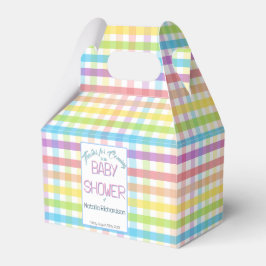Pastel Gingham Rainbow Baby Shower Geschenkschachtel