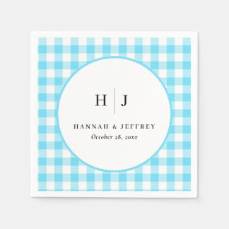 Pastel Gingham Wedding Napkins Blue Serviette