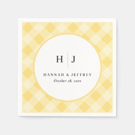 Pastel Gingham Wedding Yellow Napkins Serviette