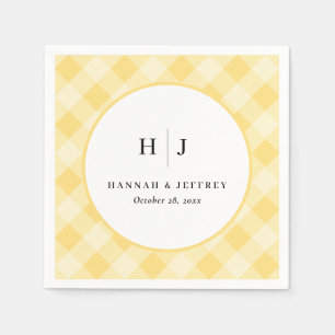 Pastel Gingham Wedding Yellow Napkins Serviette