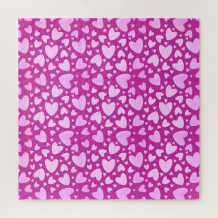 Pastel Girly Liebe Hearts   Nicht möglich Hot Pink Puzzle