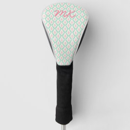 Pastel Girly Pink & Green Muster mit Initialen Golf Headcover