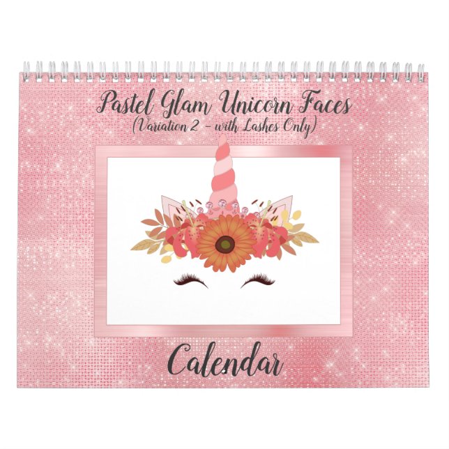 Pastel Glam Unicorn Faces Fun Modern 2021 Kalender (Titelbild)