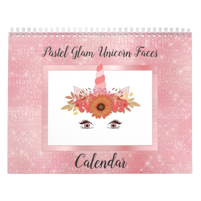 Pastel Glam Unicorn Faces Fun Modern 2021 Kalender (Titelbild)