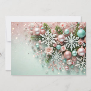 Pastel Glitter Christmas Design with Decorations Feiertagskarte
