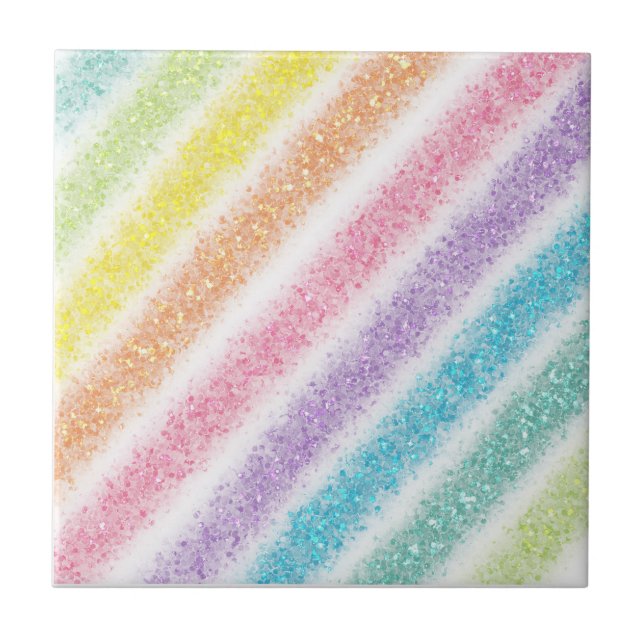 Pastel Glitter Rainbow Fliese (Vorderseite)