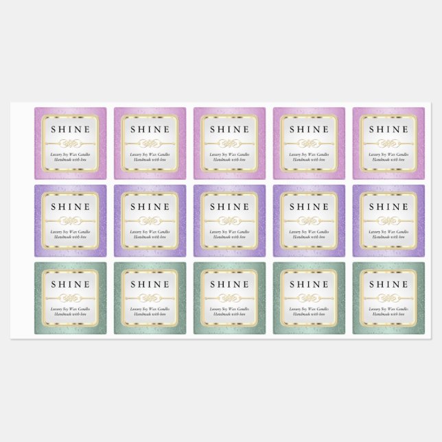 Pastel Glitzer Colors Etiketten (Blatt)