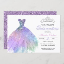 Pastel Glitzer Mermaid Unicorn Rainbow Quinceañera
