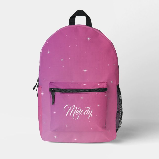 Pastel Glitzer Ombre Gradient Sparkle Bedruckter Rucksack (Vorderseite)