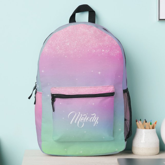 Pastel Glitzer Ombre Gradient Sparkle Bedruckter Rucksack (Von Creator hochgeladen)