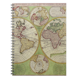Pastel Globe Hemisphären-Karte Notizblock