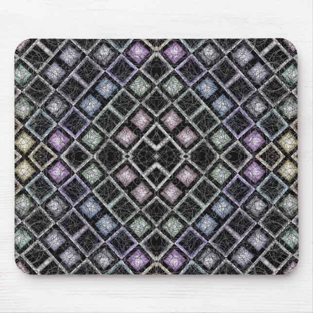 Pastel Glow Mosaic Mandala mit Silbergitter Mousepad (Vorne)