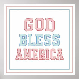 Pastel God Bless America Collegiate Fett Gedruckt Poster