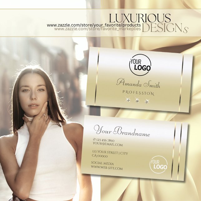 Pastel Gold Cream Effect Sparkle Diamonds hinzufüg Visitenkarte (Von Creator hochgeladen)