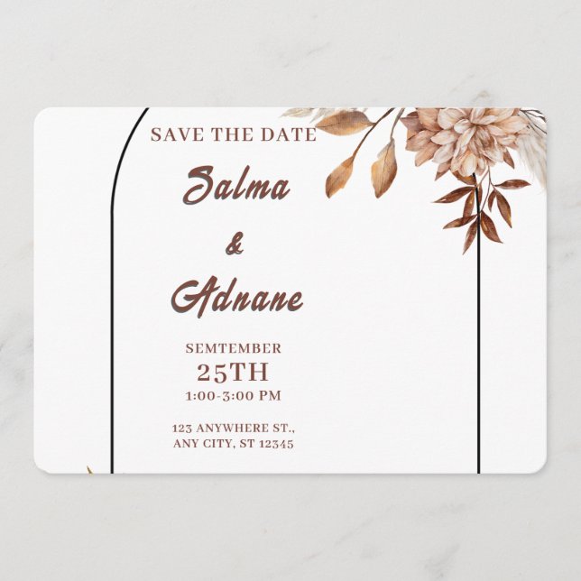 Pastel & Gold Floral Save the Date  (Vorderseite)