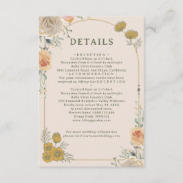 Pastel Gold Floral Wedding Enclosure Card  Begleitkarte