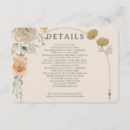 Pastel Gold Floral Wedding Enclosure Card  Begleitkarte