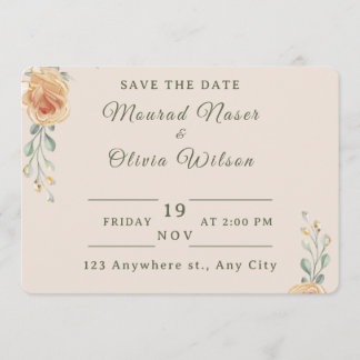 Pastel Gold Floral Wedding Save the Date Card Einladung